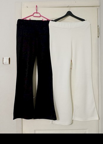 Beyaz Midi Kadın İspanyol Paça Pantolon - Görsel 4