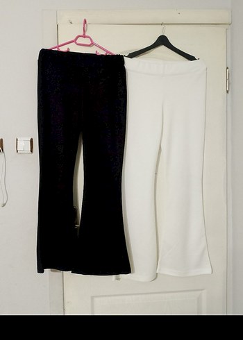 Beyaz Midi Kadın İspanyol Paça Pantolon - Görsel 3