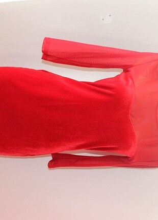 l Beden kırmızı Renk Kadife kısa elbise