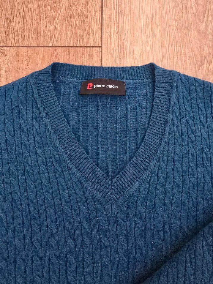 Pierre Cardin petrol Mavi V Yaka Erkek Triko Kazak - Görsel 3
