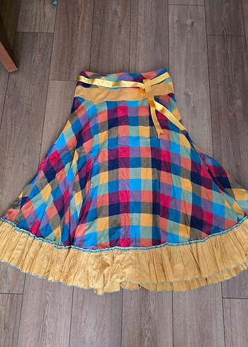 Renkli Piliseli Uzun Bohem Etek - Görsel 2