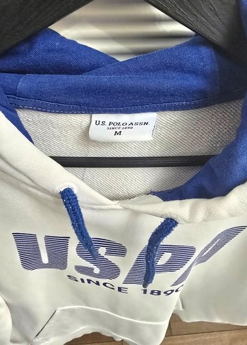 USPA Beyaz Kapüşonlu Erkek Sweatshirt - Görsel 3