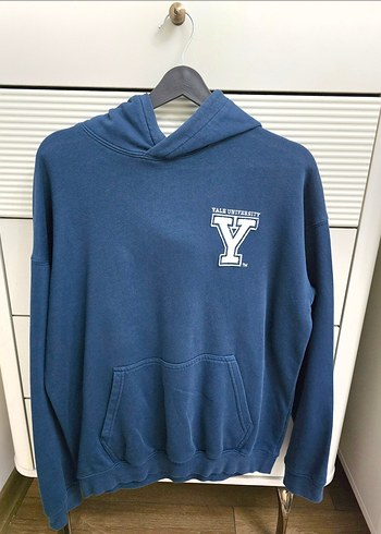 Kapüşonlu Mavi Yale Baskılı Sweatshirt - Görsel 2