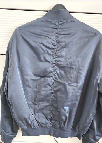 BERSHKA Koyu Gri Bomber Ceket - Rahat Kesim - Görsel 3