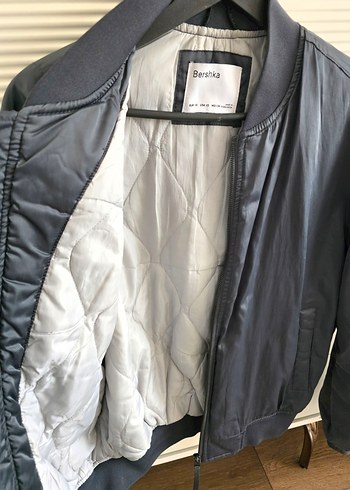 BERSHKA Koyu Gri Bomber Ceket - Rahat Kesim - Görsel 4