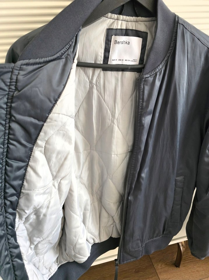 BERSHKA Koyu Gri Bomber Ceket - Rahat Kesim - Görsel 4