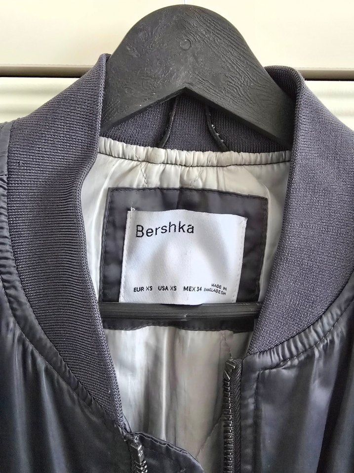 BERSHKA Koyu Gri Bomber Ceket - Rahat Kesim - Görsel 2