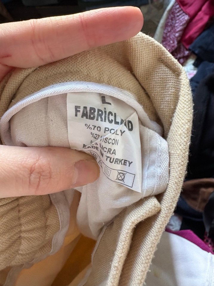 Bej Pamuk Kumaş Rahat Kesim Pantolon - Görsel 4