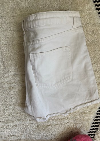 Kadın Beyaz Pamuklu Mini Denim Şort - Görsel 2