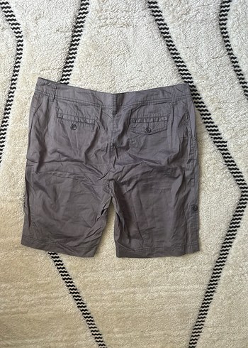 Gri Kadın Keten Bermuda Şort - Görsel 3