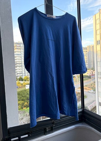 Lacivert Erkek Oversize Denim Tişört - Görsel 2