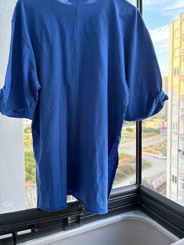 Lacivert Erkek Oversize Denim Tişört - Görsel 4