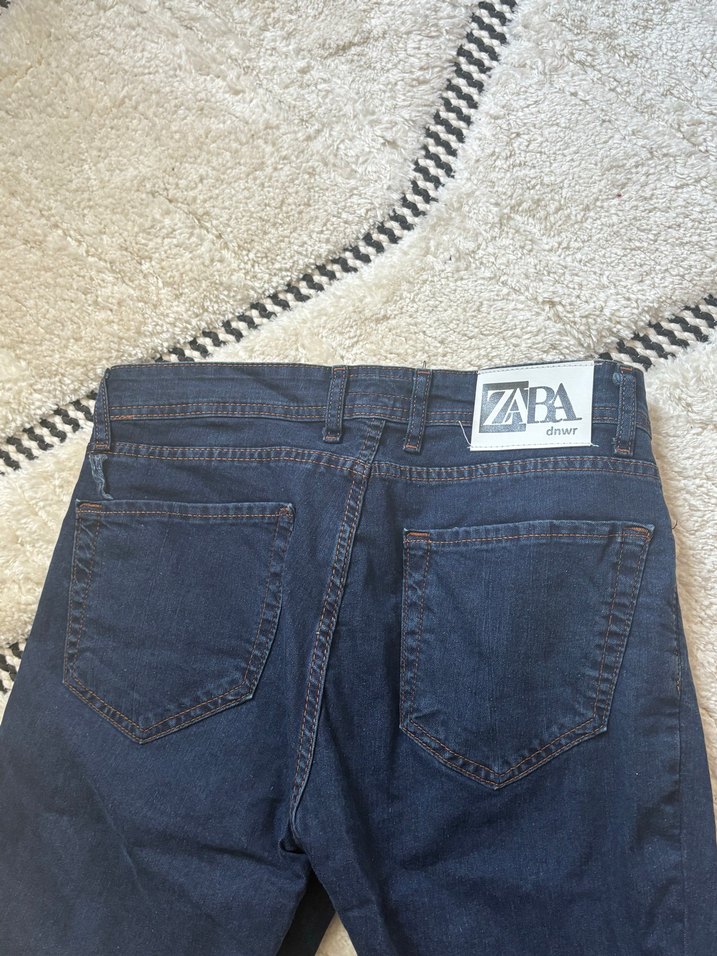 ZARA erkek Koyu Mavi Regular Fit Denim Pantolon - Görsel 3