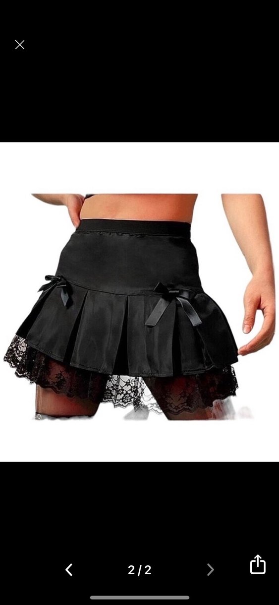 Fiyonklu harajuku anime gotik Siyah Mini Etek - Görsel 2