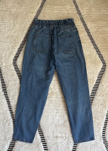 Beli Kemerli Mavi Kadın Mom Jeans - Görsel 4