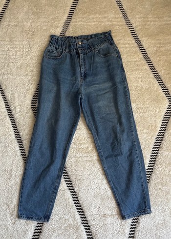 Beli Kemerli Mavi Kadın Mom Jeans - Görsel 2