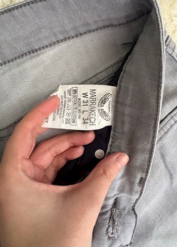 Düğmeli Gri Erkek Denim Pantolon marrakech - Görsel 3