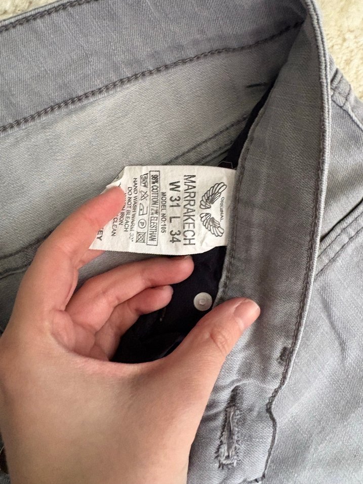 Düğmeli Gri Erkek Denim Pantolon marrakech - Görsel 3