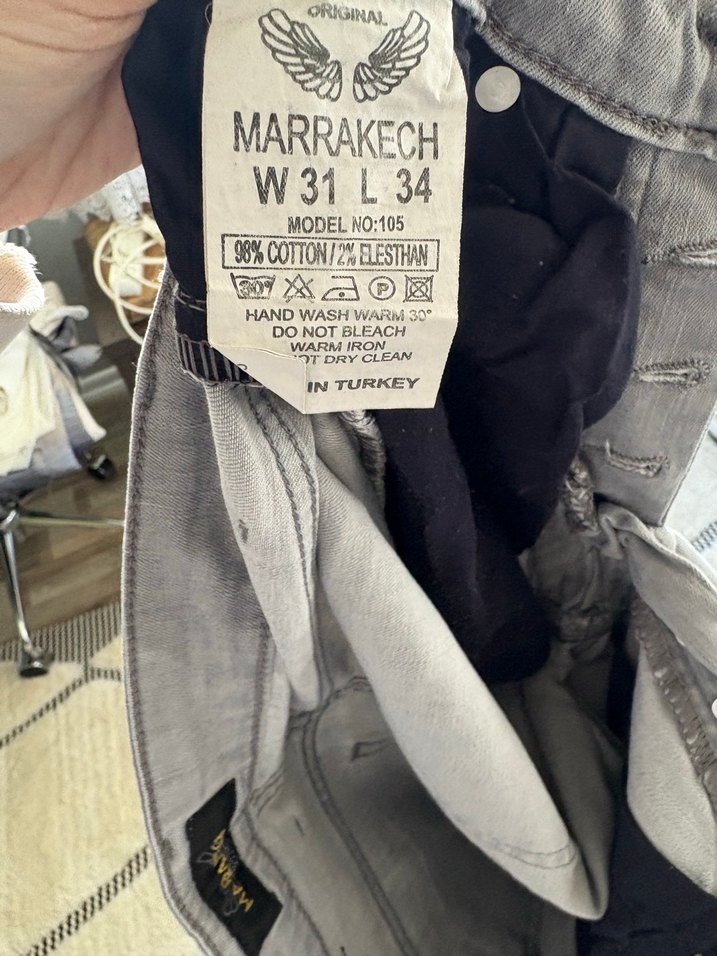 Düğmeli Gri Erkek Denim Pantolon marrakech - Görsel 5