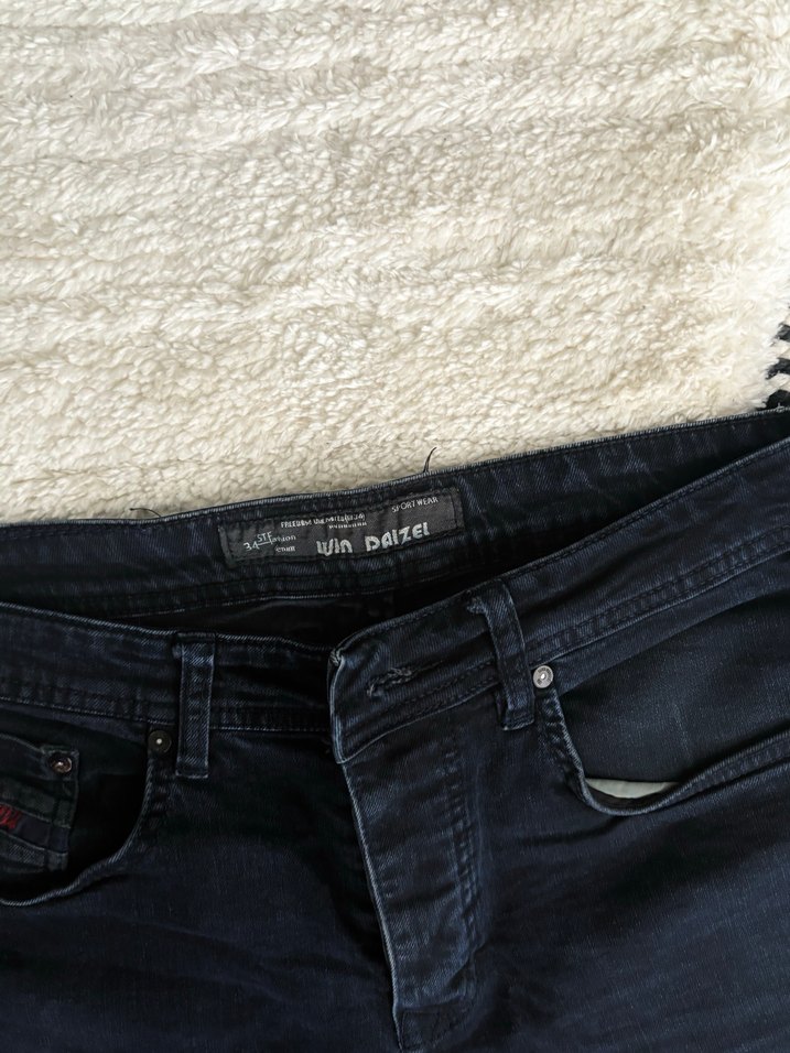 Düğmeli Siyah Erkek Denim Pantolon win daizel - Görsel 2