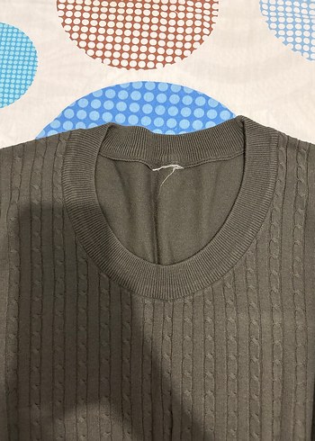 Haki Triko Kısa Kollu Salaş Tişörtü - Görsel 2