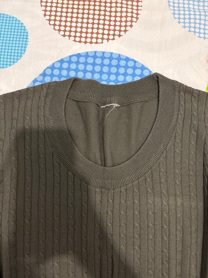 Haki Triko Kısa Kollu Salaş Tişörtü - Görsel 2