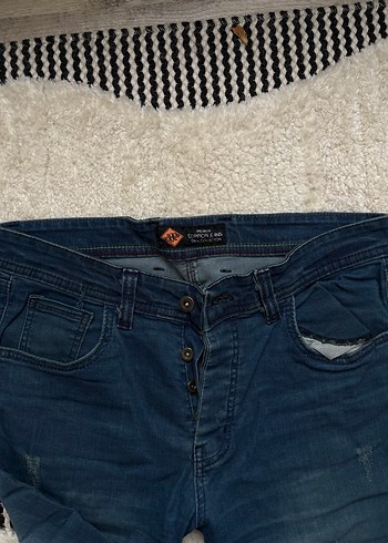 Düğmeli Lacivert Erkek Kot Pantolon doppion - Görsel 4