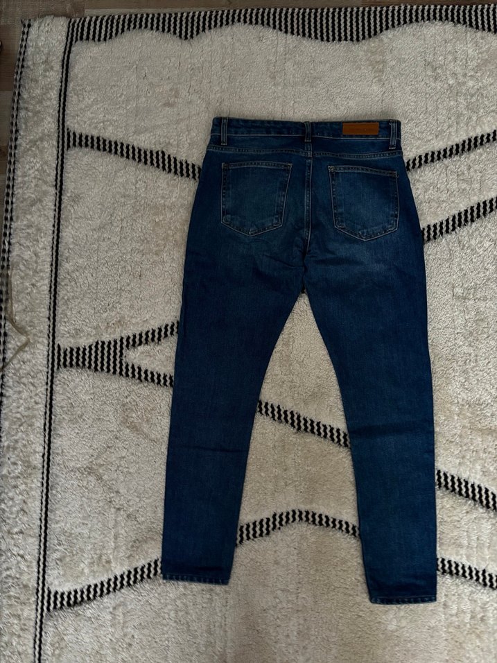 Düğmeli Lacivert Erkek Kot Pantolon doppion - Görsel 3