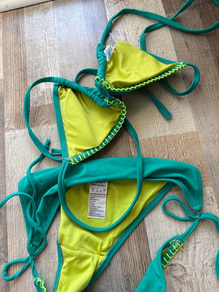 Turkuaz İpli Bohem Bikini Takımı Y2k whimsical etnik fairycore - Görsel 3