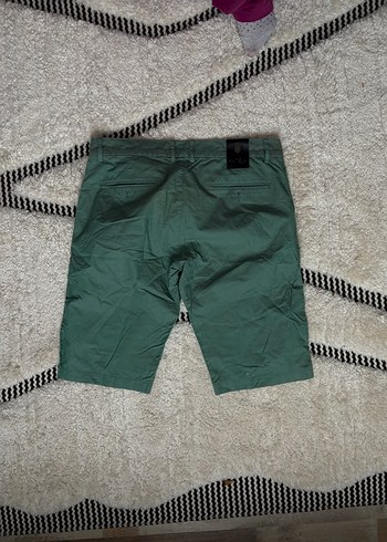 Erkek Yeşil Kemerli Mini Şort - Görsel 2