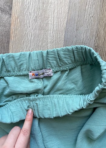 Turkuaz Rahat Kesim Keten Kadın Pantolon - Görsel 2