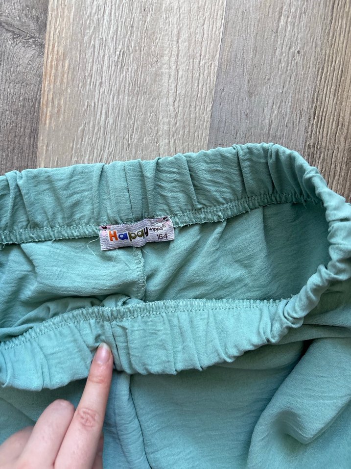 Turkuaz Rahat Kesim Keten Kadın Pantolon - Görsel 2