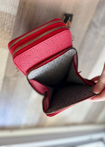 Kadın Kırmızı Baskılı Fermuarlı cüzdan - Görsel 4