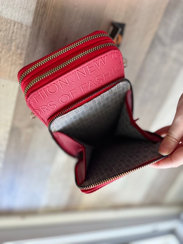 Kadın Kırmızı Baskılı Fermuarlı cüzdan - Görsel 4