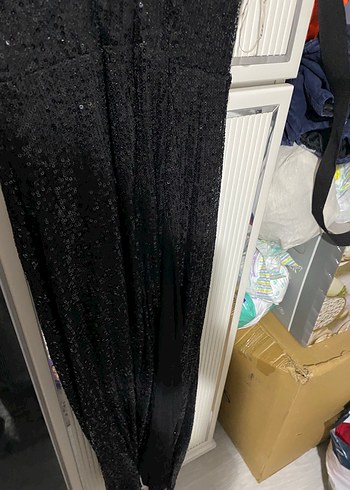 Siyah Drapeli Uzun Abiye Elbise - Görsel 9