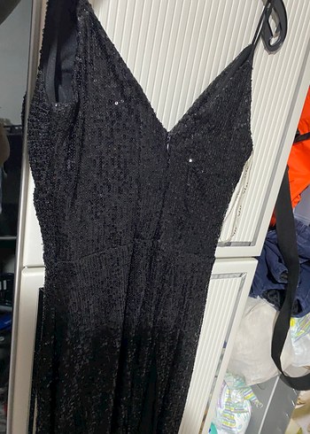 Siyah Drapeli Uzun Abiye Elbise - Görsel 6