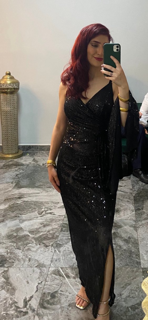 Siyah Drapeli Uzun Abiye Elbise - Görsel 2