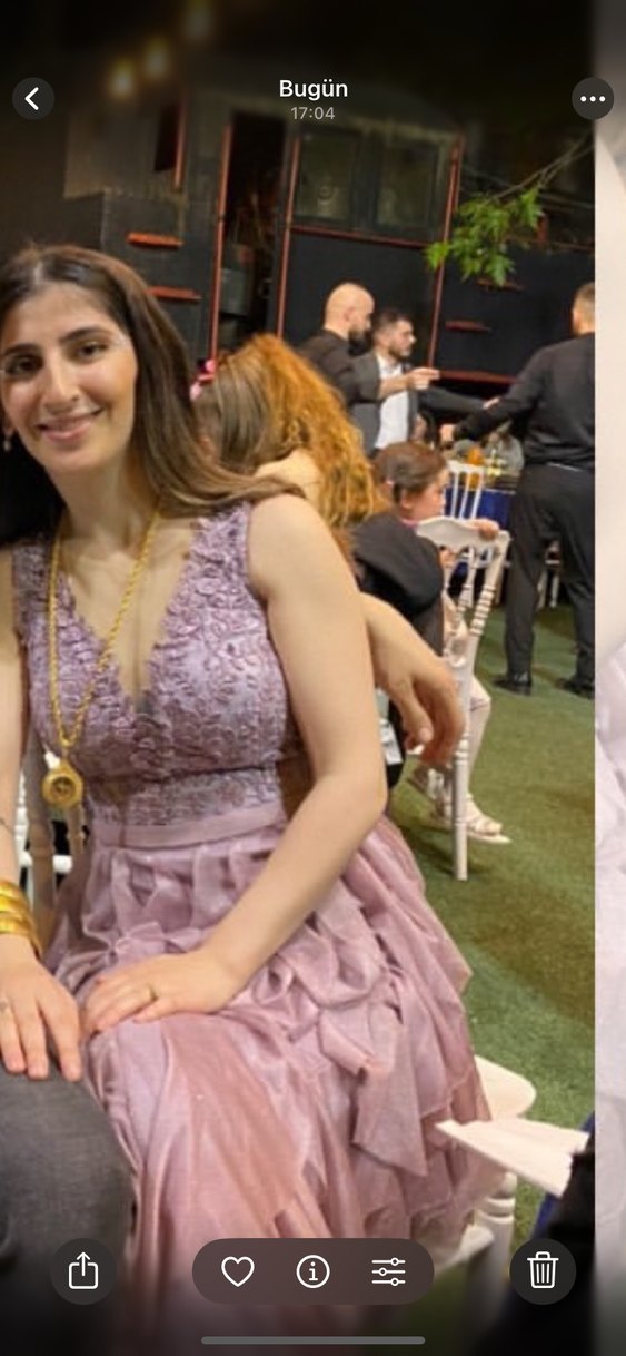 Pudra Pileli V Yaka Uzun Abiye Elbise - Görsel 2