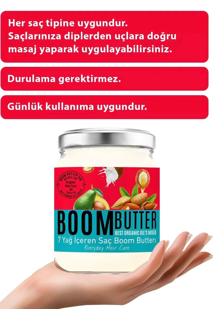7 Yağ İçeren Saç Bakım Kremi Boom Butter - Görsel 3