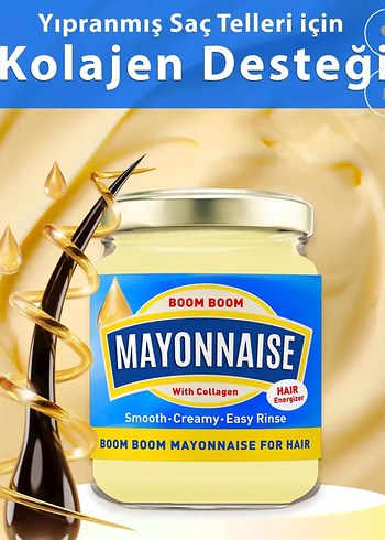 Tüm Saç Tipleri İçin Kollajenli Mayonez Saç Kremi - Görsel 2