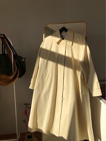 Zara kadın krem oversize trençkot trench Manuka