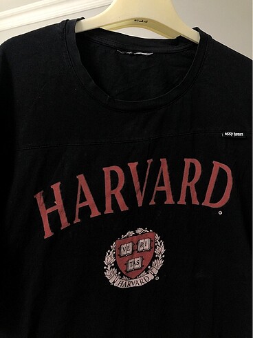 American Vintage Siyah oversize harvard baskılı pamuklu tişört