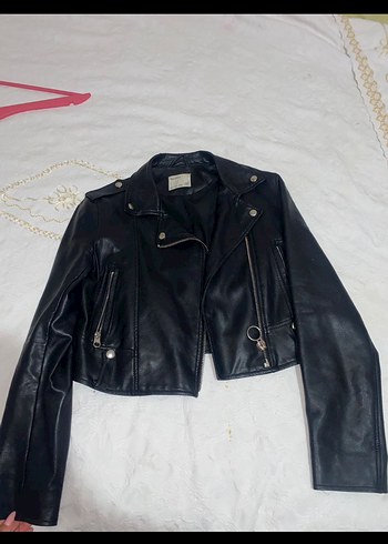 Siyah Deri Biker Ceket - Görsel 4