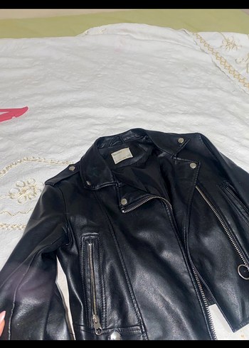 Siyah Deri Biker Ceket - Görsel 3