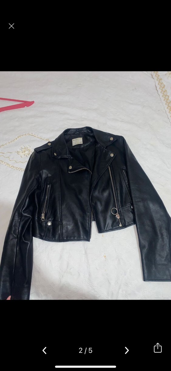 Siyah Deri Biker Ceket - Görsel 2