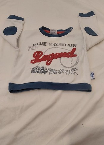 Beyaz Erkek bebek Uzun Kollu Sweatshirt