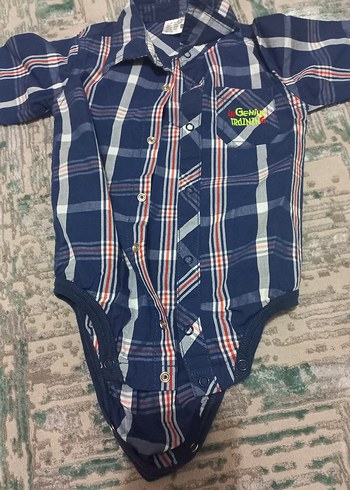 Düğmeli Uzun Kollu Erkek Bebek Gömlek Body