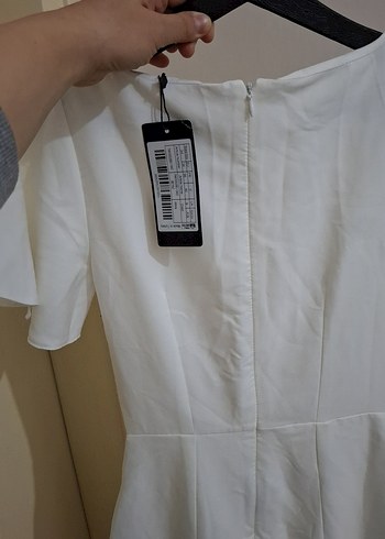 Kadın Beyaz Uzun Drapeli Abiye Elbise - Görsel 2