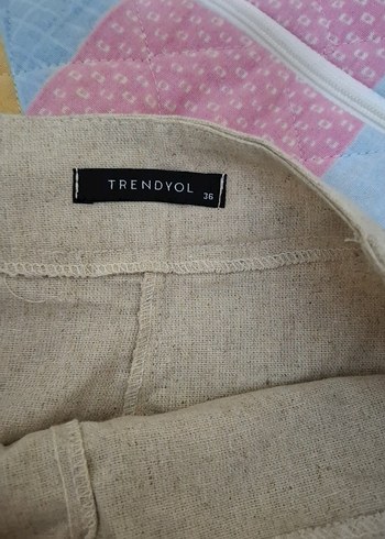 Bej Kadın Keten Rahat Kesim Şort Etek - Görsel 4