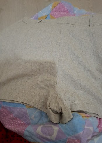 Bej Kadın Keten Rahat Kesim Şort Etek - Görsel 3